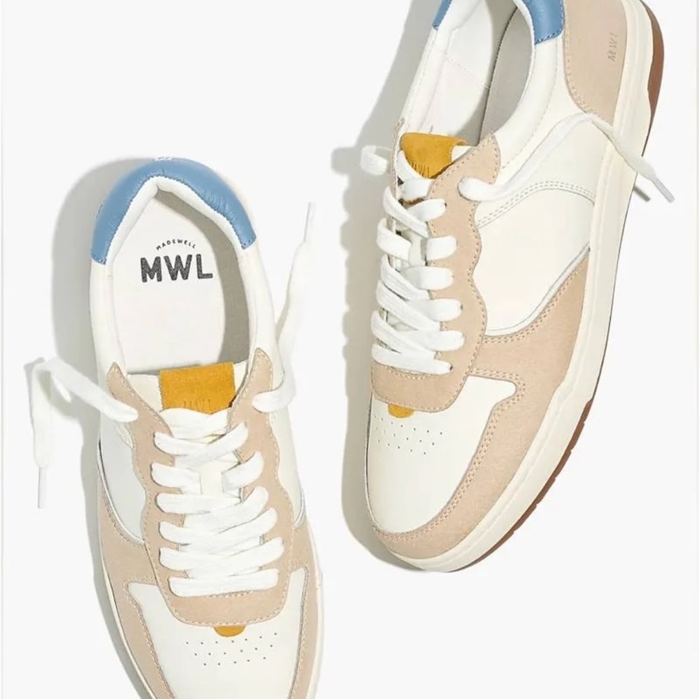 Madewell Women's Court Sneakers in Leather Nubuck & Suede Tranquil Lake Size 10